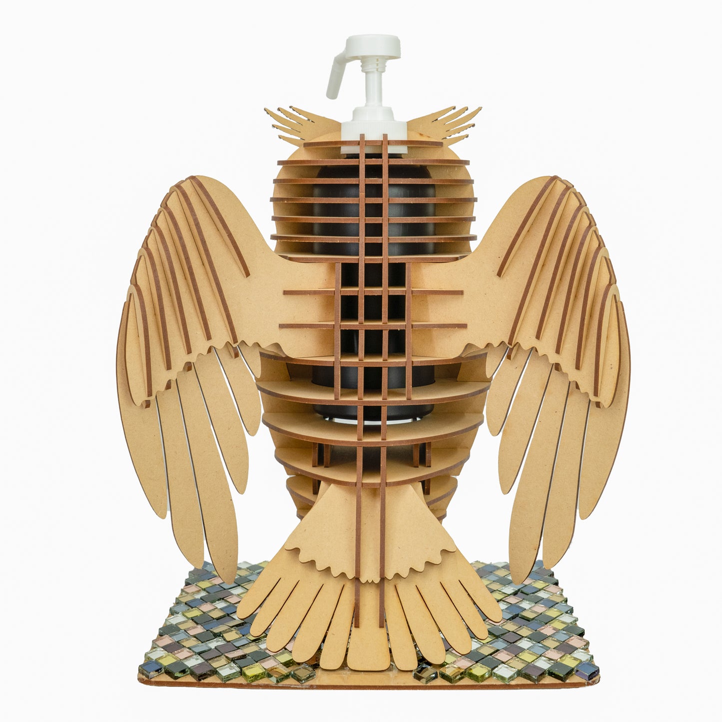 MDF OWL 2023 w/ Colorful diamond shape mirror plate, White nozzle, Rest wings