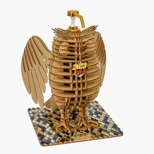 MDF OWL 2023 w/ Colorful diamond shape mirror plate, Gold nozzle, Rest wings