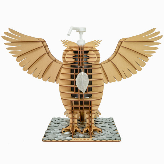 MDF OWL 2023 w/ Silver Hexagon Plate, White Nozzle, Spread wings