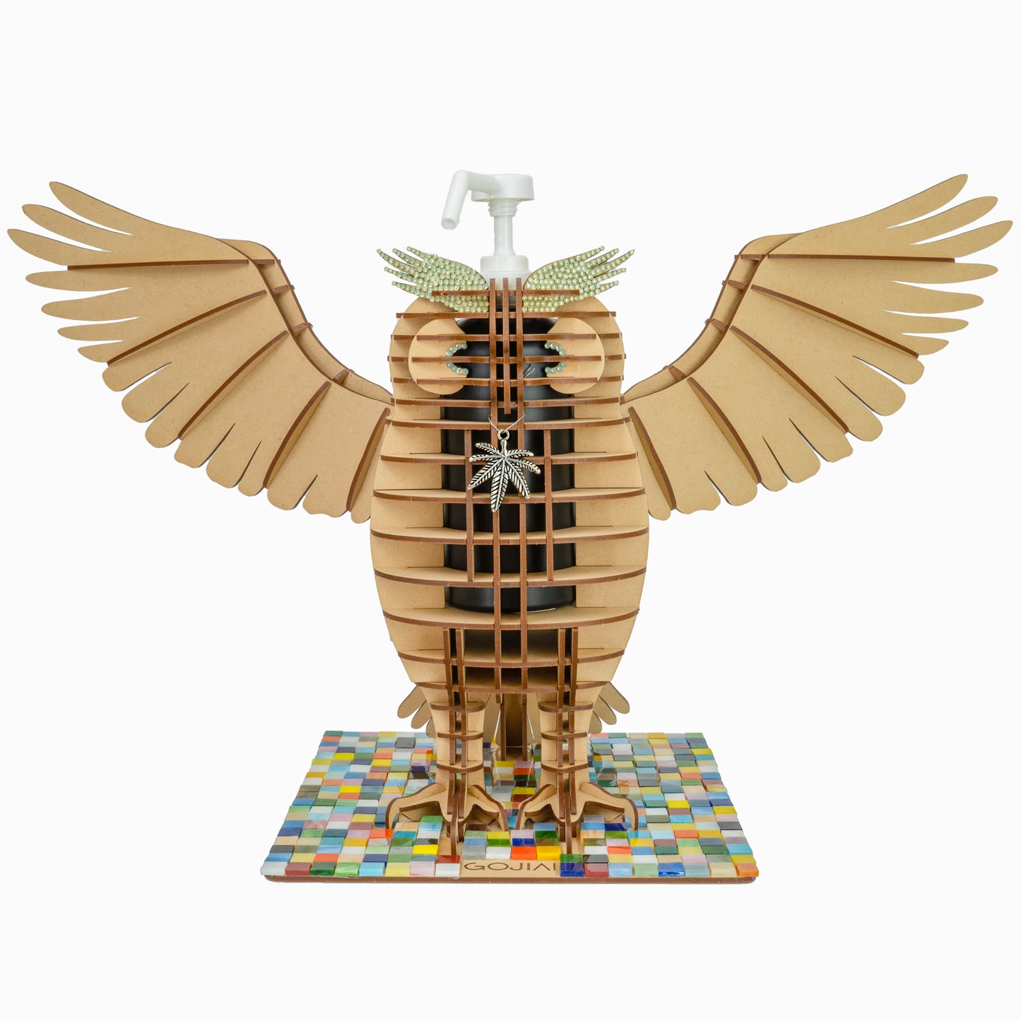 MDF OWL 2023 w/ Colorful square plate, White nozzle, Spread wings