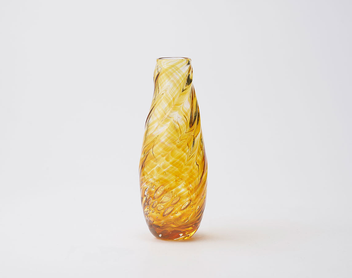 Hand Blown Art Glass Bottle Bud Vase (Cherry / Turmeric / Lake Blue)