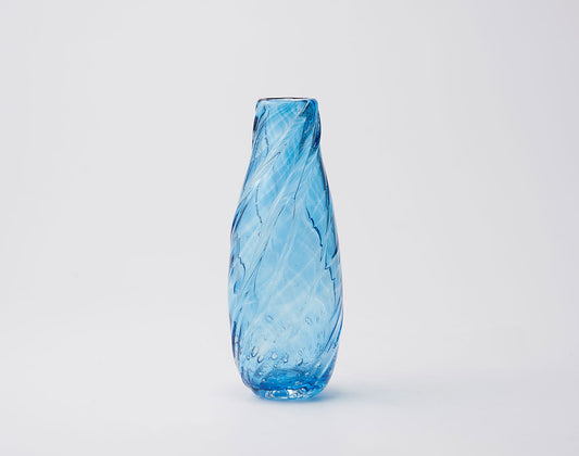 Hand Blown Art Glass Bottle Bud Vase (Cherry / Turmeric / Lake Blue)